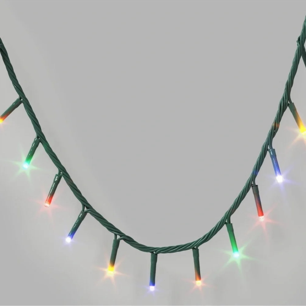 9.5' 3mm 100ct LED Micro Christmas String Lights Multi-Colored with Green Wire.